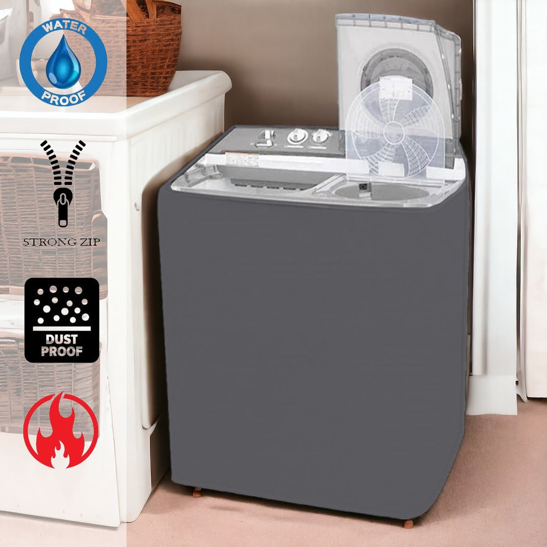Twin Tub Waterproof Washing Machine Cover (Grey Color - All Sizes Available)