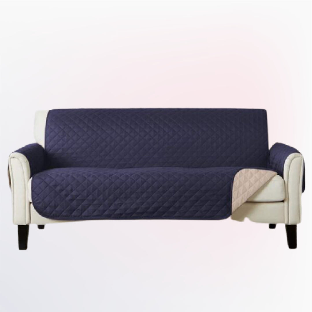 Cotton Quilted Sofa Runner - Sofa Coat (Navy Blue)