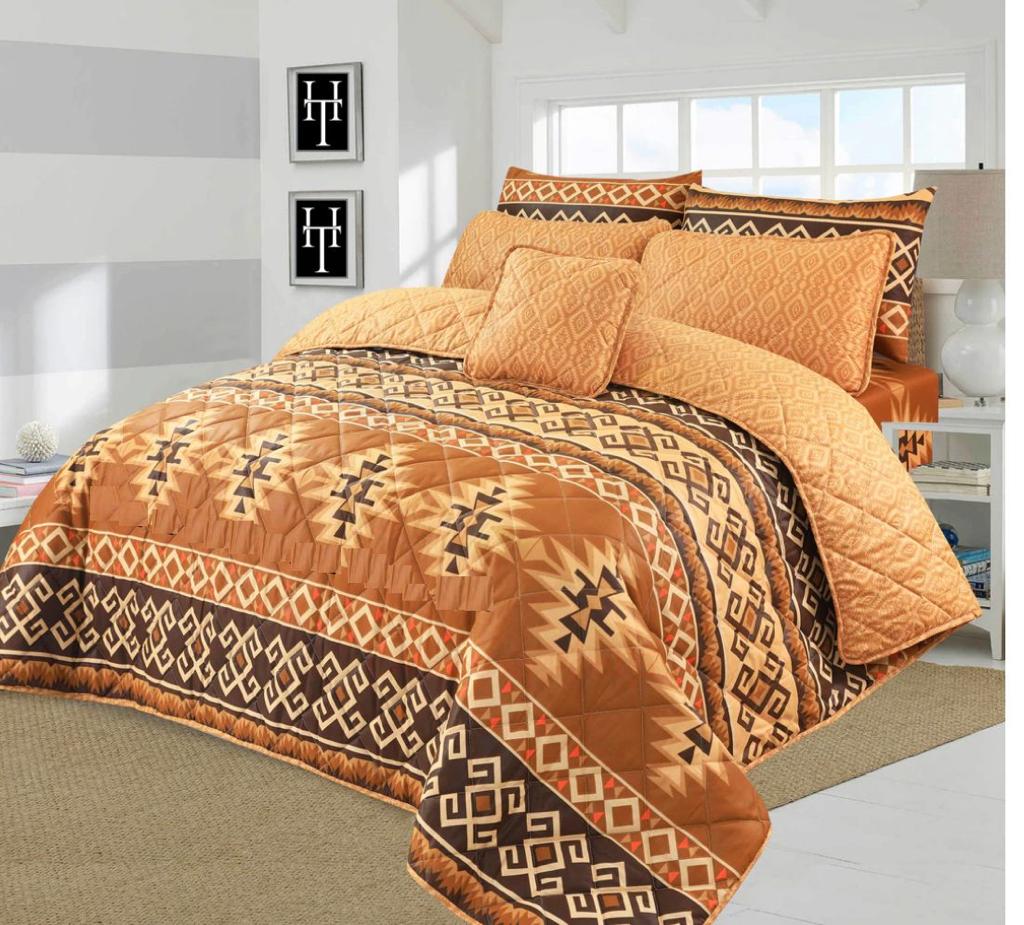 7 Pcs Quilted Comforter Set -