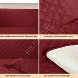 Waterproof Cotton Quilted Sofa Cover - Sofa Runners (Maroon)