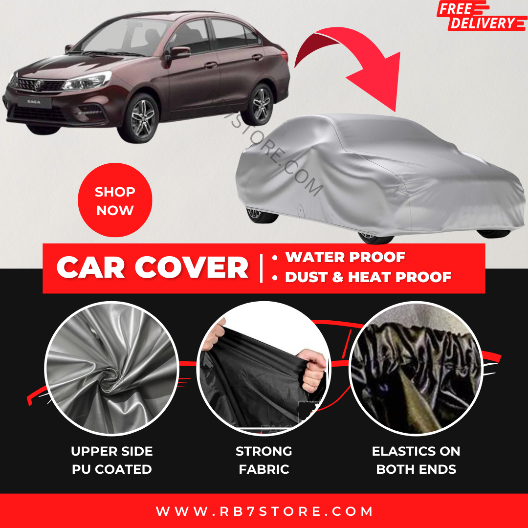 Proton Saga 2020-2023 Car Top Cover - Waterproof & Dustproof Silver Spray Coated + Free Bag