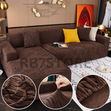 L Shape Zebra Velvet Sofa Covers - Fitted Style (Dark Brown)