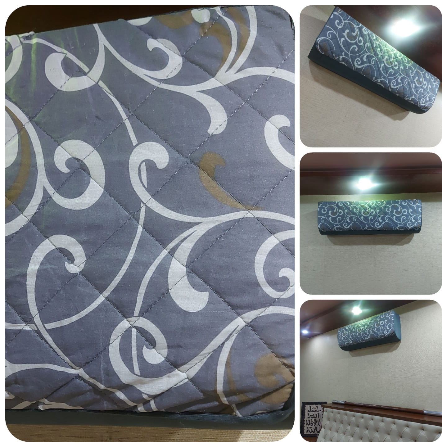 Printed Quilted AC Cover - Grey