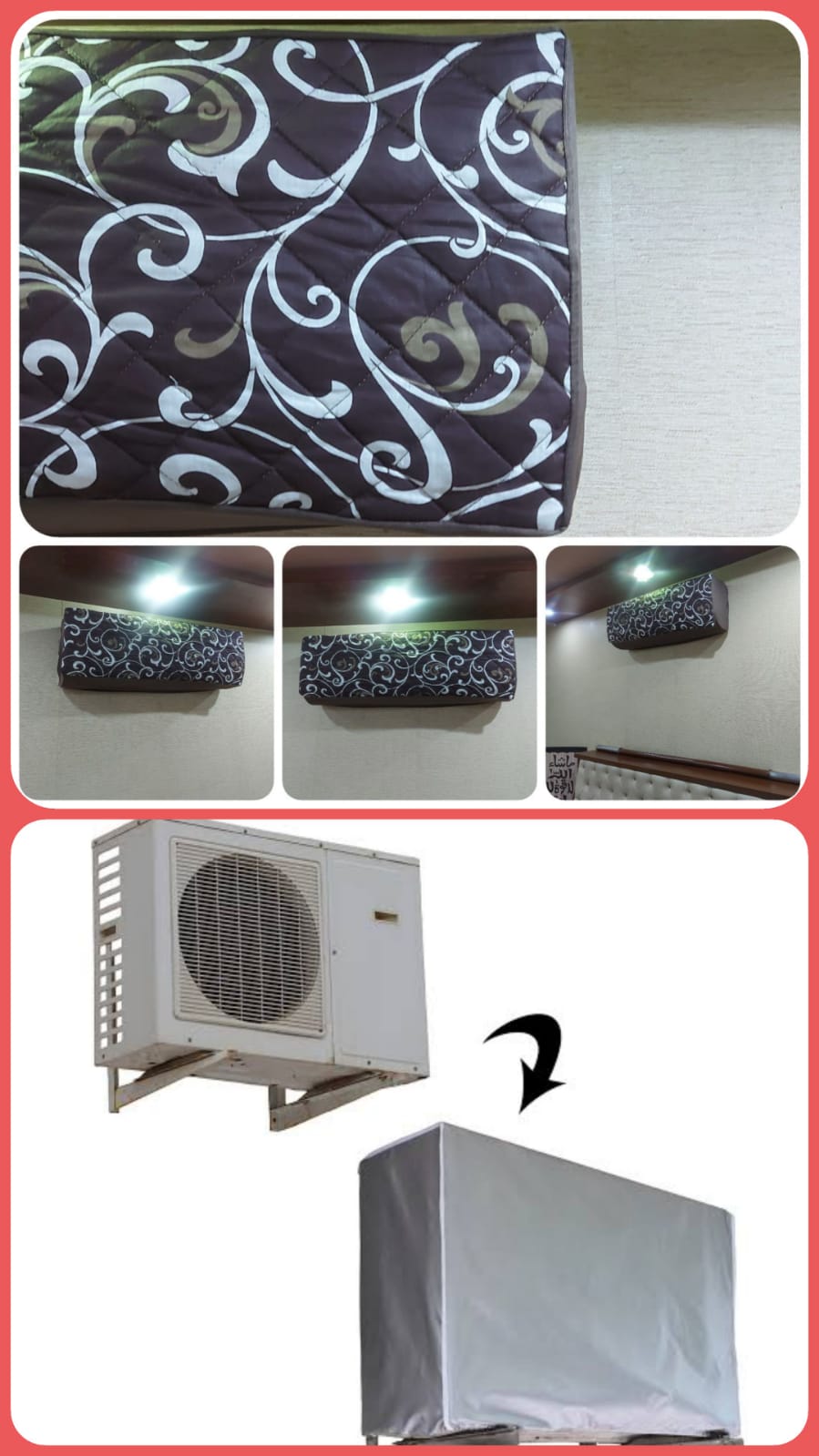 Printed Quilted AC Cover  - Brown