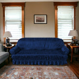 Twill Jersey Sofa Covers - Elastic Sofa Covers (Blue)