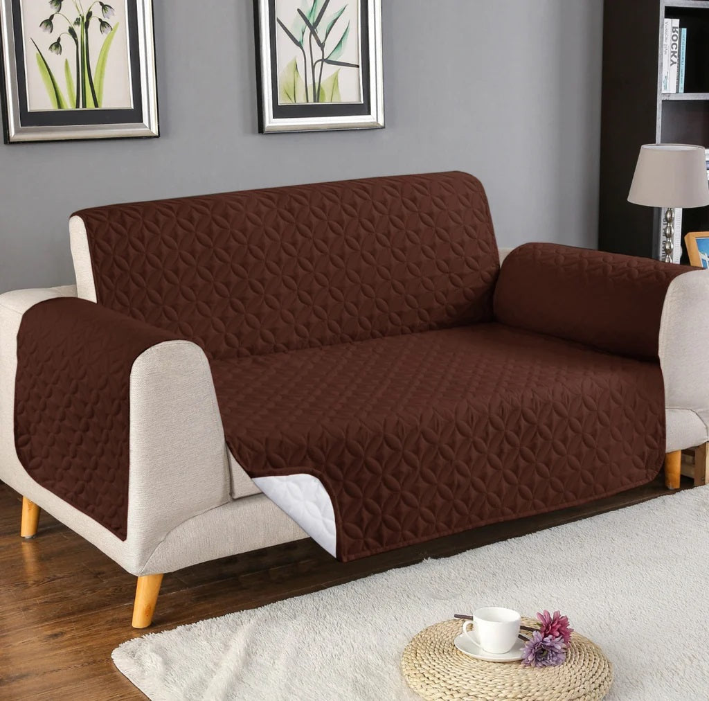 Ultrasonic Microfiber Sofa Cover - Dark Brown