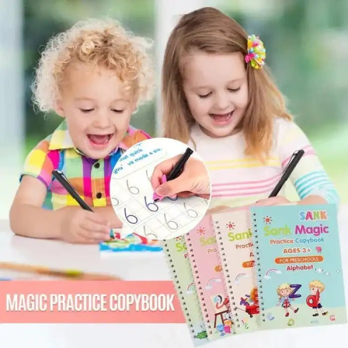 Kids Magic Practice Book For Learning & Growth (4 Books + 1 Pen Grip 10 Refill)