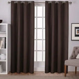 Plain Jacquard Curtains - Dark-Brown