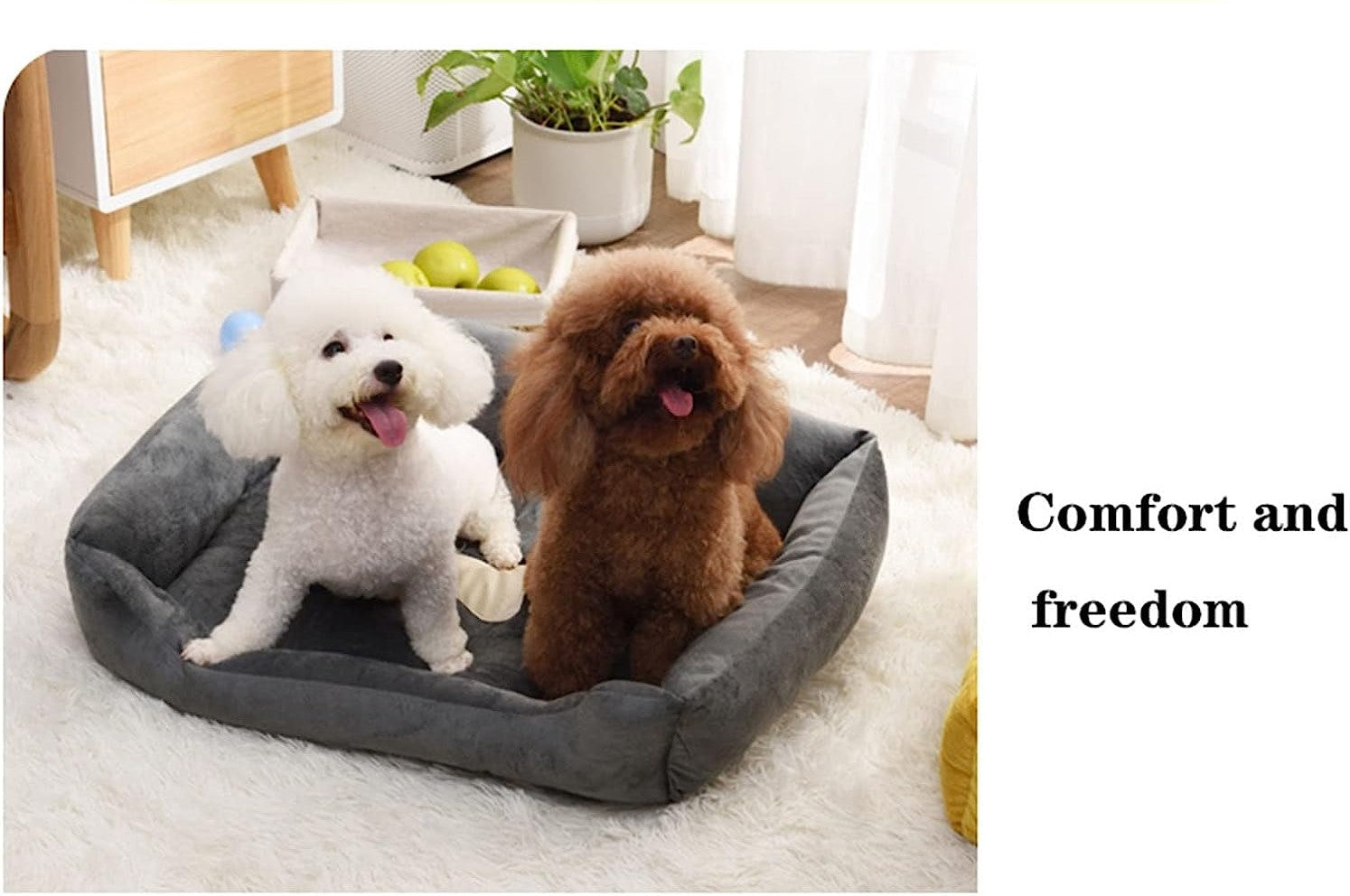 Super Soft Dog Bed with Waterproof Bottom - Warm Bed/Sofa For Dog & Cat - Cream & Grey