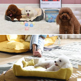 Super Soft Dog Bed with Waterproof Bottom - Warm Bed/Sofa For Dog & Cat - Cream & Grey