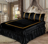 Emboss Velvet Bedsheet Set -  Black