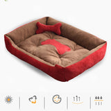 Super Soft Dog Bed with Waterproof Bottom - Warm Bed/Sofa For Dog & Cat - Brown & Red