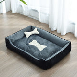 Super Soft Dog Bed with Waterproof Bottom - Warm Bed/Sofa For Dog & Cat - Grey & Black