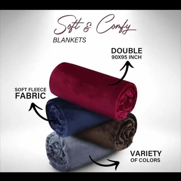 Double Bed Soft Fleece Blankets (Maroon)