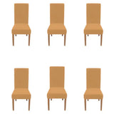 Fitted Style Cotton Jersey Chair Cover Beige Pack Of 6