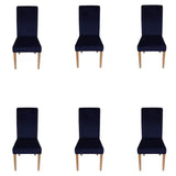 Fitted Style Cotton Jersey Chair Cover Blue Pack Of 6