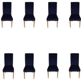 Fitted Style Cotton Jersey Chair Cover Blue Pack Of 8