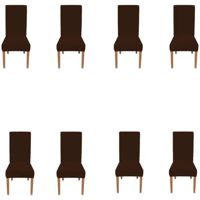 Fitted Style Cotton Jersey Chair Cover Brown Pack Of 8