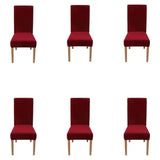 Fitted Style Cotton Jersey Chair Cover Maroon Pack Of 6