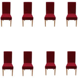 Fitted Style Cotton Jersey Chair Cover Maroon Pack Of 8