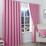 Plain Jacquard Curtains - Baby Pink