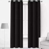 Plain Jacquard Curtains - Black
