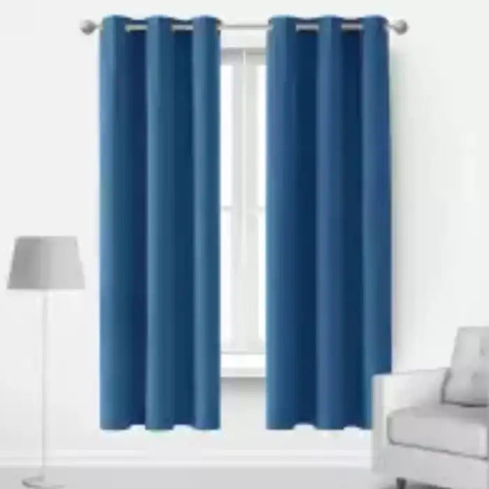 Plain Jacquard Curtains - Blue