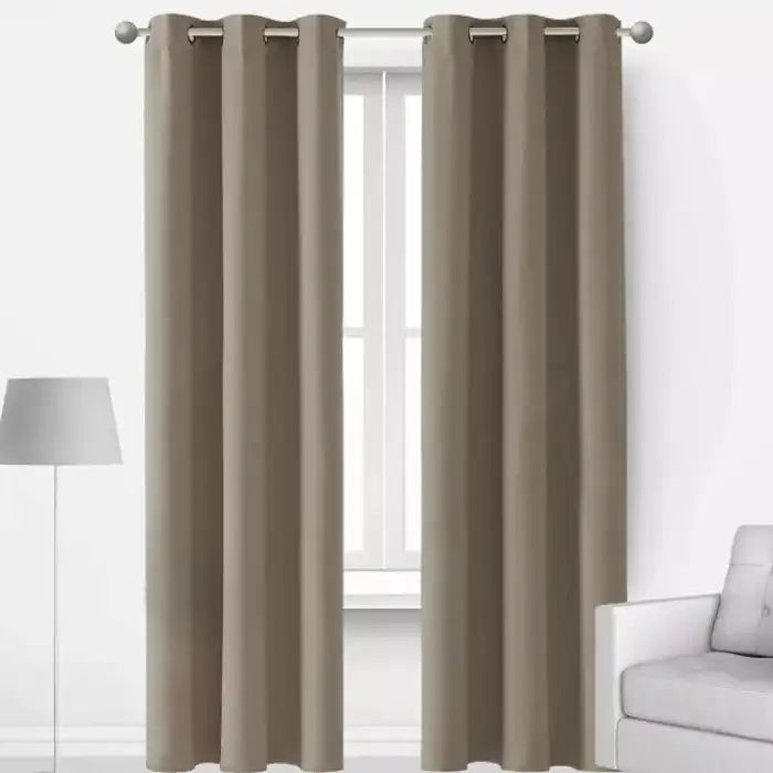 Plain Jacquard Curtains Brown