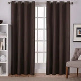 Plain Jacquard Curtains - Dark Brown