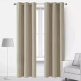 Plain Jacquard Curtains - Light Brown