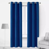 Plain Jacquard Curtains - Royal Blue