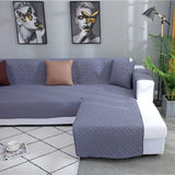 Quilted Cotton L-Shape Sofa Cover - Grey