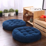 Velvet Round Floor Cushions With Ball Fiber Filling (1 Pair = 2 Pieces) - Blue