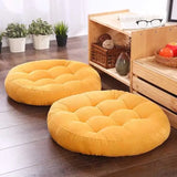 Velvet Round Floor Cushions With Ball Fiber Filling (1 Pair = 2 Pieces) - Yellow
