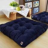 Velvet Square Floor Cushions With Ball Fiber Filling (1 Pair = 2 Pieces) - Blue