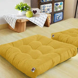 Velvet Square Floor Cushions With Ball Fiber Filling (1 Pair = 2 Pieces) - Yellow